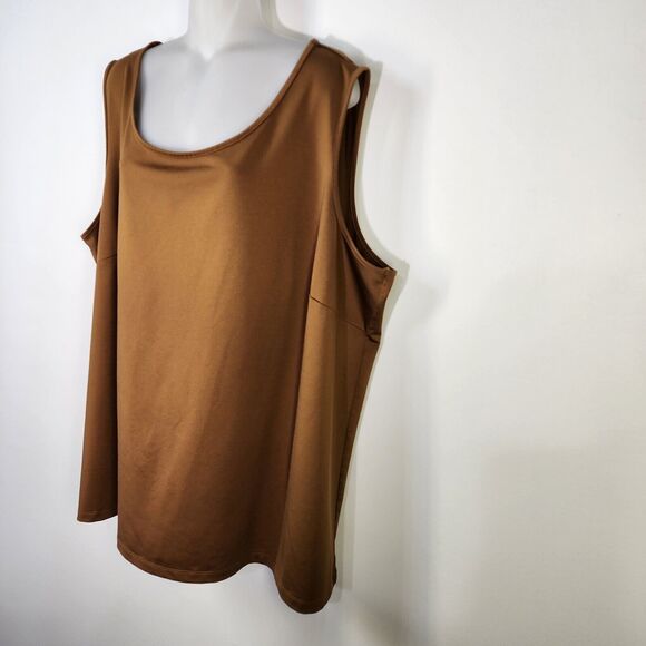 Catherines Maggie Barnes Womens Tank Top Shell Size 3X Brown Stretch Scoop Neck - Picture 4 of 7